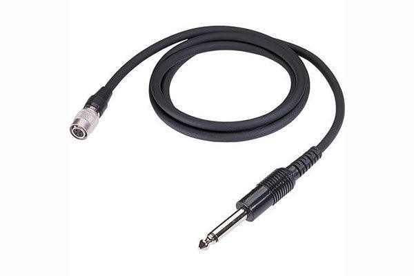 Audio-Technica AT-GCW Instrument input cable with 1/4" phone plug, 36"long, terminated with locking 4-pin HRS-type connector for Audio-Technica wireless systems using UniPak transmitters - Creation Networks