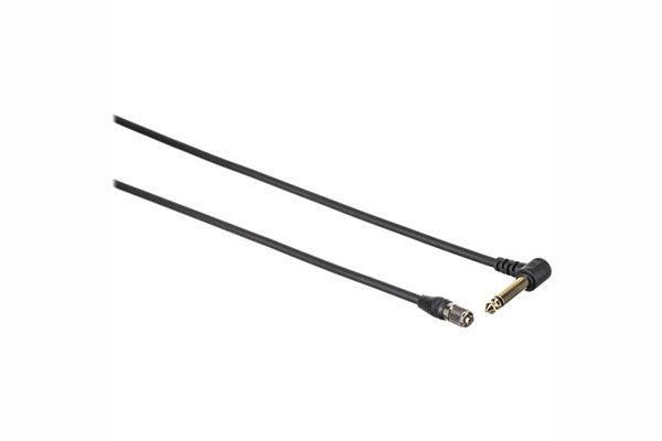 Audio-Technica AT-GRCH Hi-Z instrument/guitar cable with 90-degree 1/4" phone plug, terminated with cH-style screw-down 4-pin connector for use with cH-style body-pack transmitter - Creation Networks