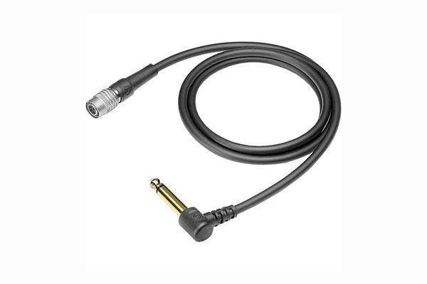 Audio-Technica AT-GRCW Instrument input cable with 90-degree 1/4" phone plug, 36" long, terminated with locking 4-pin HRS-type connector for Audio-Technica wireless systems using UniPak transmitters - Creation Networks