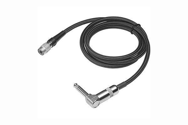 Audio-Technica AT-GRCW PRO Professional instrument input cable with 90-degree 1/4" phone plug, 36" long, terminated with locking 4-pin HRS-type connector for Audio-Technica wireless systems using UniPak transmitters - Creation Networks