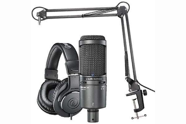 Audio-Technica AT2020USB+PK Streaming/Podcasting Pack includes: one AT2020USB+ cardioid condenser microphone, one pair of ATH-M20x headphones, mount, boom arm with threaded USB cable - Creation Networks