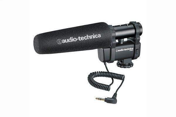 Audio-Technica AT8024 Selectable mono or mid-side stereo microphone with integrated camera shoe mount, three position input pad and red/green led power indicator. - Creation Networks