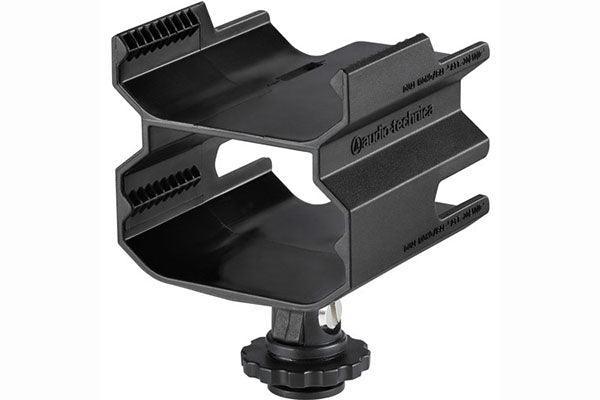 Audio-Technica AT8691 Camera shoe dual mount for the System 10 camera-mount digital wireless systems, holds two ATW-R1700 wireless receivers. - Creation Networks