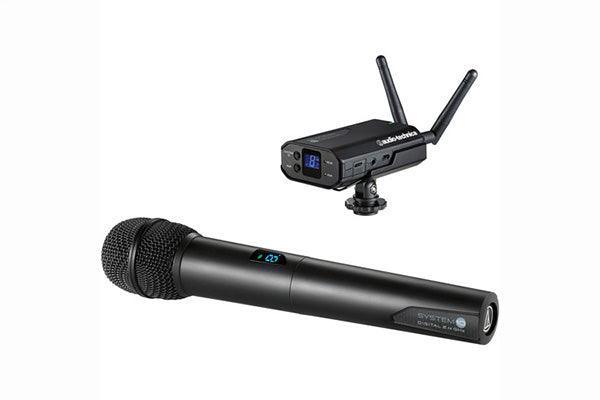 Audio-Technica ATW-1702 System 10 Camera-mount Digital WirelessSystem includes: ATW-R1700 receiver and ATW-T1002 handheld dynamic unidirectional microphone/transmitter, 2.4 GHz - Creation Networks