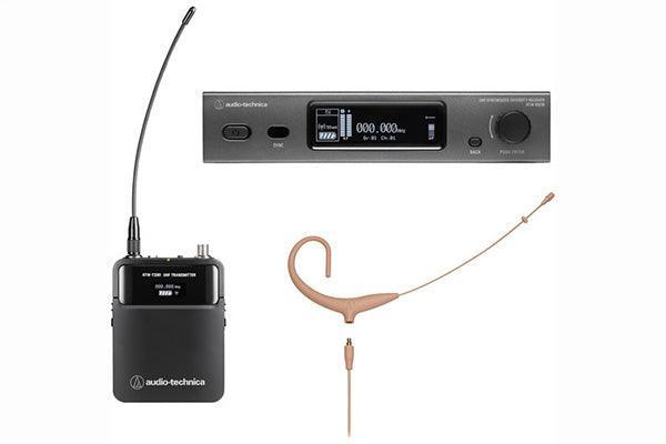 Audio-Technica ATW-3211/892XTHDE2 3000 Series Wireless System (4th gen) includes: ATW-R3210 receiver and ATW-T3201 body-pack transmitter with BP892xcH-TH MicroSet (beige) omnidirectional condenser headworn microphone, 470-530 MHz - Creation Networks