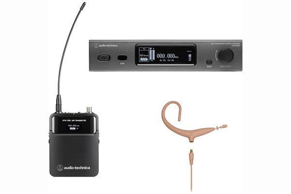 Audio-Technica ATW-3211/894XTHDE2 3000 Series Wireless System (4th gen) includes: ATW-R3210 receiver and ATW-T3201 body-pack transmitter with BP894xcH-TH MicroSet (beige) cardioid condenser headworn microphone, 470-530 MHz - Creation Networks