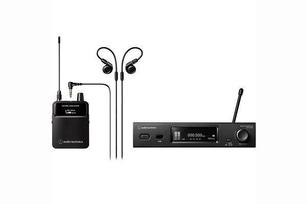 Audio-Technica ATW-3255DF2  3000 Series Wireless In-Ear Monitor System includes: ATW-T3205 rack-mount transmitter and ATW-R3250 body-pack receiver, with ATH-E40 professional in-ear monitor headphones, 470-608 MHz - Creation Networks