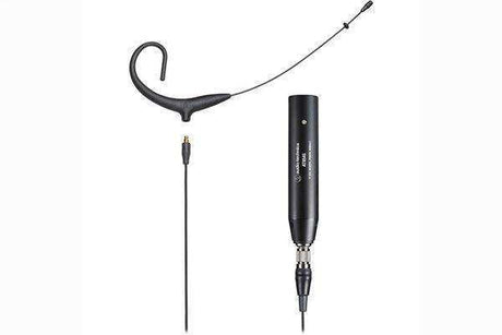 Audio-Technica BP892X MicroSet omnidirectional condenser headworn microphone with 55" detachable cable, includes AT8545 power module (Black) - Creation Networks