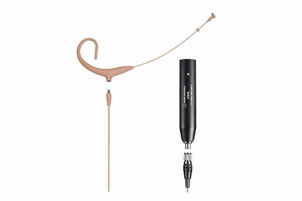 Audio-Technica BP894X-TH MicroSet cardioid condenser headworn microphone with 55" detachable cable, includes AT8545 power module, beige - Creation Networks