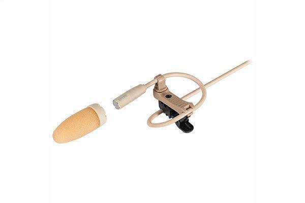Audio-Technica BP899LCW-TH Subminiature omnidirectional condenser lavalier microphone with 55" cable terminated with locking 4-pin HRS-type connector for use with cW-style body-pack transmitter, low sensitivity, beige - Creation Networks