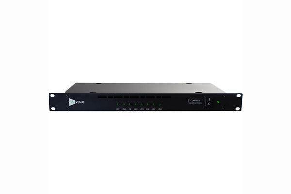 Audio-Technica COMBINE8 IEM transmitter combines up to eight in- ear monitor transmitter signals into a single front panel mounted antenna connector, provides DC power for up to eight IEM transmitters - Creation Networks