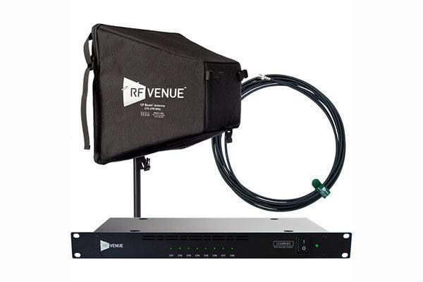 Audio-Technica COMBINE8 IEM transmitter combines up to eight in- ear monitor transmitter signals into a single front panel mounted antenna connector, provides DC power for up to eight IEM transmitters - Creation Networks