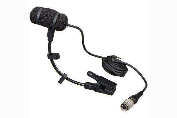 Audio-Technica PRO35CW Cardioid condenser clip-on instrument microphone with 55" cable terminated with locking 4-pin HRS-type connector for Audio-Technica wireless systems using UniPak transmitters Microphones Audio-Technica