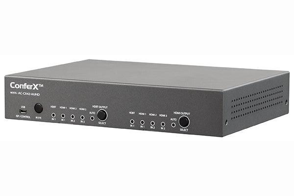 AV Pro Edge AC-CX42-AUHD Four Input, Two Output Video Matrix Switcher from ConferX with HDMI and HDBaseT Inputs and Outputs - Creation Networks