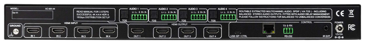 AV Pro Edge AC-MX-44 18Gbps 4K60 4:4:4, 4x4 Matrix - Creation Networks