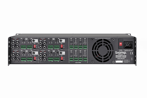 Biamp Commercial REVAMP8250 8-channel bridgeable class D power amplifier, 8 x 250W, 4ohm - 911.0658.900 - Creation Networks
