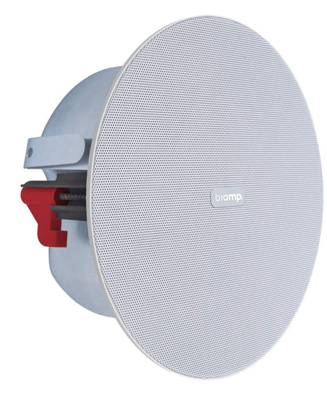 Biamp Desono CM20DTS 4.25” two-way thin edge design ceiling loudspeaker 100-70 volt / 20 watts, 16 ohms / 60 watts, white, front frame integrated neodymium magnets and shallow back can (Pair) - Creation Networks