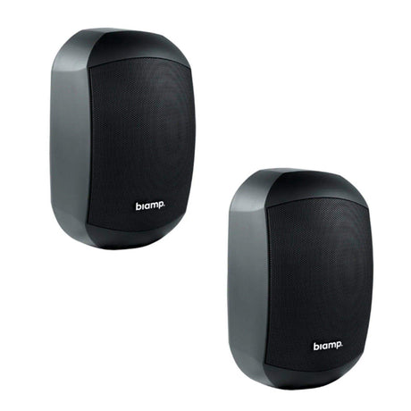 Biamp Desono MASK6CT 6.5" design two-way surface mount loudspeaker, 70 - 100 volt / 60 watts or 16 ohms / 200 watts, CLICKMOUNT bracket and safety cable included (Pair, Black) - 911.0643.900 - Creation Networks