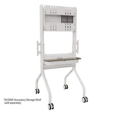 Chief LSCUW Voyager Large Manual Height Adjustable AV Cart for 50-75" LCD Displays (White) - Creation Networks