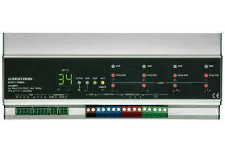 Crestron DIN Rail Dimmer, 1 feed, 4 channels - DIN-1DIM4 - Creation Networks
