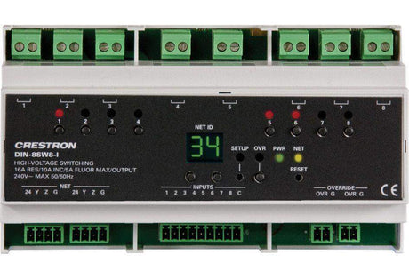 Crestron DIN Rail High-Voltage Switch with Digital Inputs - DIN-8SW8-I - Creation Networks