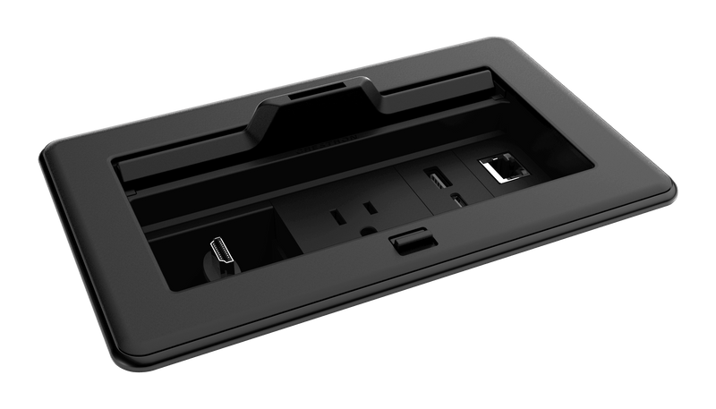 Crestron FT2-202-ELEC-PTL-B  FlipTop FT2 Series Cable Management System, 202 Size, Electrical, Pass-Through Lid - Creation Networks