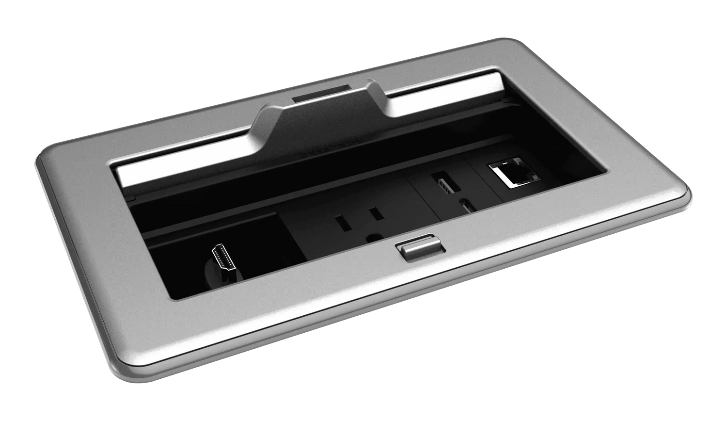 Crestron FT2-202-ELEC-PTL-B FlipTop FT2 Series Cable Management System, 202 Size, Electrical, Pass-Through Lid Room Control Crestron FT2-202-ELEC-PTL-AL