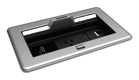 Crestron FT2-202-ELEC-PTL-B FlipTop FT2 Series Cable Management System, 202 Size, Electrical, Pass-Through Lid - Creation Networks