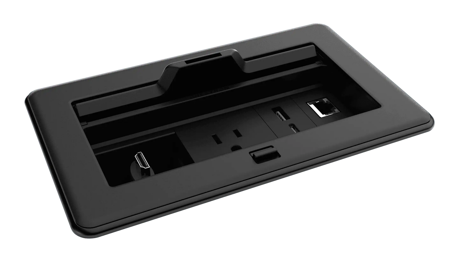 Crestron FT2-202-ELEC-PTL-B FlipTop FT2 Series Cable Management System, 202 Size, Electrical, Pass-Through Lid Room Control Crestron FT2-202-ELEC-PTL-B