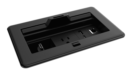 Crestron FT2-202-ELEC-PTL-B FlipTop FT2 Series Cable Management System, 202 Size, Electrical, Pass-Through Lid - Creation Networks