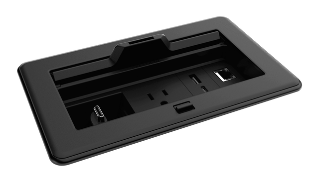 Crestron FT2-202-ELEC-PTL-B FlipTop FT2 Series Cable Management System, 202 Size, Electrical, Pass-Through Lid - Creation Networks