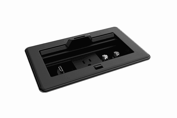 Crestron FT2-202-MECH-PTL-B FlipTop FT2 Series Cable Management System, 202 Size, Mechanical, Pass-Through Lid, Black Collaboration Furniture Crestron