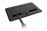 Crestron FT2-202-MECH-PTL-B FlipTop FT2 Series Cable Management System, 202 Size, Mechanical, Pass-Through Lid, Black - Creation Networks