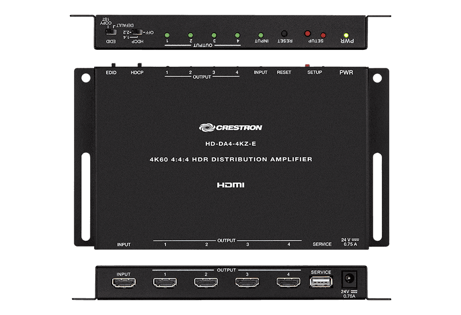 Crestron HD-DA4-4KZ-E 1:4 HDMI® Distribution Amplifier w-4K60 4:4:4 and HDR Support - Creation Networks