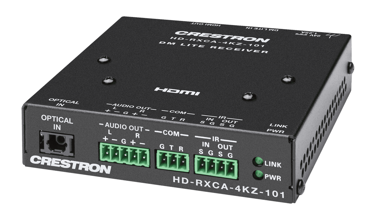 Crestron HD-RXCA-4KZ-101 DM Lite® 4K60 4:4:4 Receiver for HDMI®, RS-232, IR, and Analog Audio Signal Extension over CATx Cable - Creation Networks