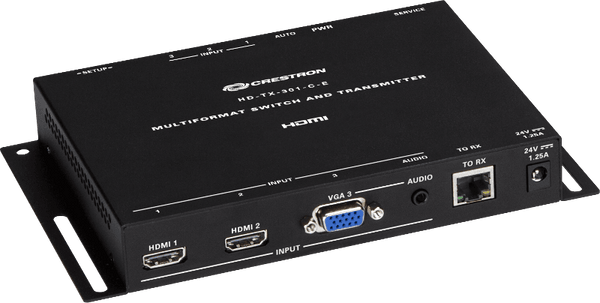 Crestron HD-TX-301-C-E DM Lite® Transmitter and 3x1 Auto-Switcher for HDMI®, VGA, and Analog Audio Signal Extension over CATx Cable - Creation Networks