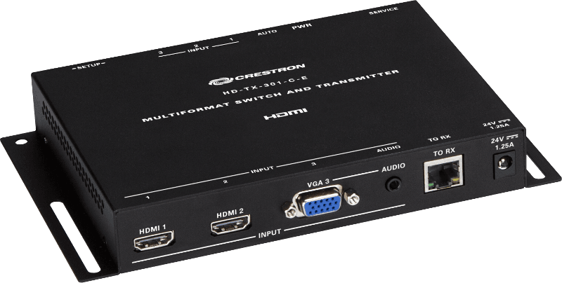 Crestron HD-TX-301-C-E DM Lite® Transmitter and 3x1 Auto-Switcher for HDMI®, VGA, and Analog Audio Signal Extension over CATx Cable - Creation Networks