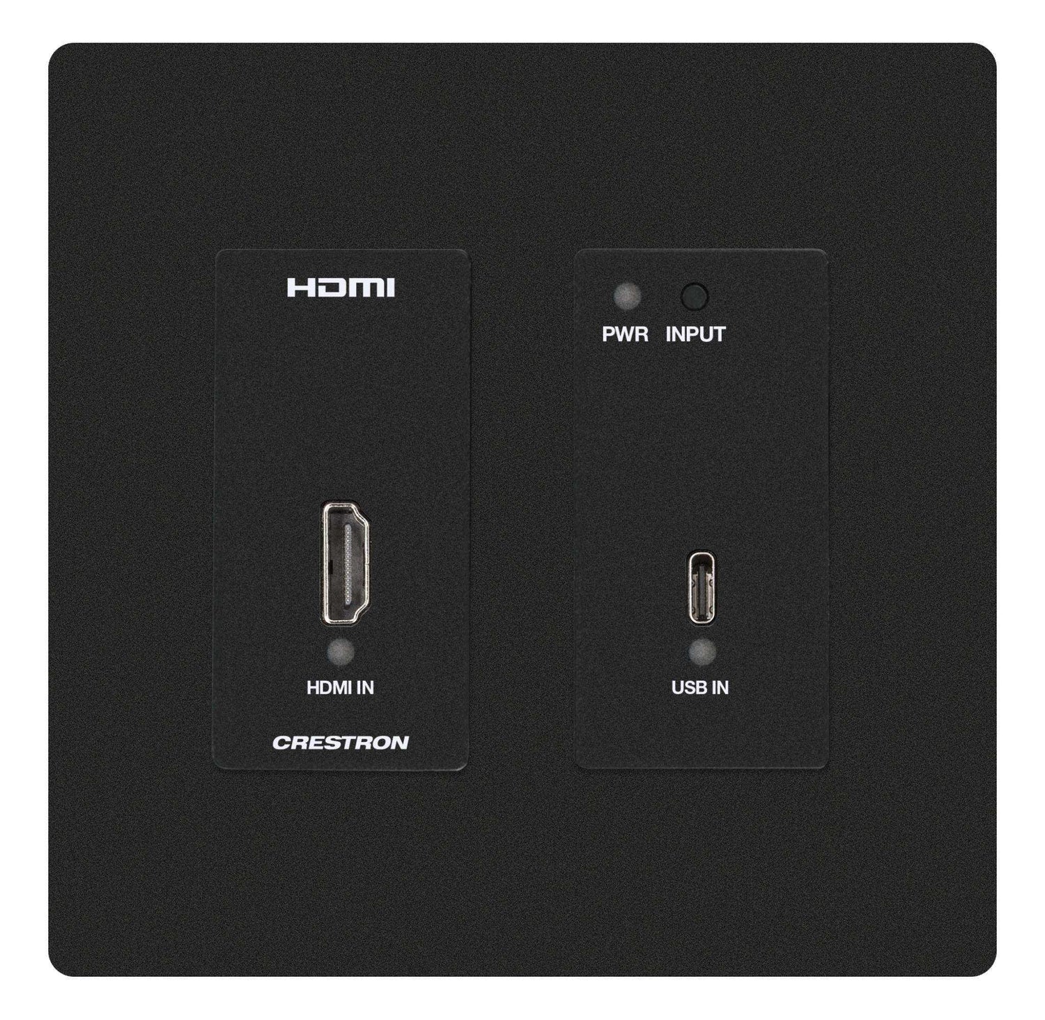 Crestron HD-TX-4KZ-211-2G-B DM Lite® 4K60 4:4:4 Transmitter and 2x1 Auto-Switcher for HDMI® and USB-C® DisplayPort™ Signal Extension over CATx Cable, Wall Plate, Black Speakers Crestron