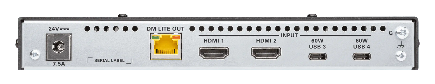 Crestron HD-TX-4KZ-421-CHGR DM Lite® 4K60 4:4:4 Transmitter and 4x1 Auto-Switcher for HDMI® and USB-C® DisplayPort™ Signal Extension over CATx Cable Video Transmitters Crestron