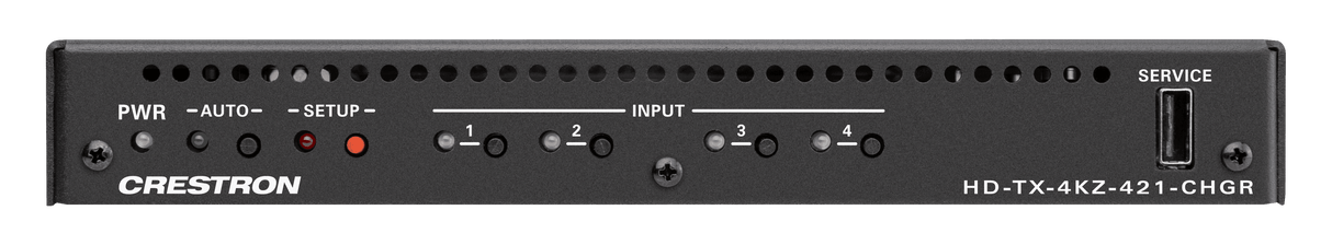 Crestron HD-TX-4KZ-421-CHGR DM Lite® 4K60 4:4:4 Transmitter and 4x1 Auto-Switcher for HDMI® and USB-C® DisplayPort™ Signal Extension over CATx Cable - Creation Networks