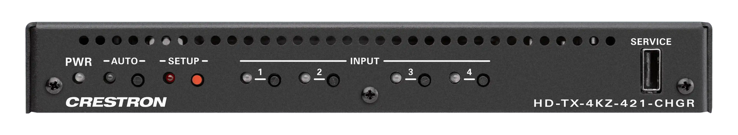 Crestron HD-TX-4KZ-421-CHGR DM Lite® 4K60 4:4:4 Transmitter and 4x1 Auto-Switcher for HDMI® and USB-C® DisplayPort™ Signal Extension over CATx Cable Video Transmitters Crestron