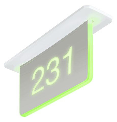 Crestron SSC-102-EL Room Availability Hallway Sign, Ceiling Mount, Enhanced Legibility, Includes Custom Engraving - Creation Networks