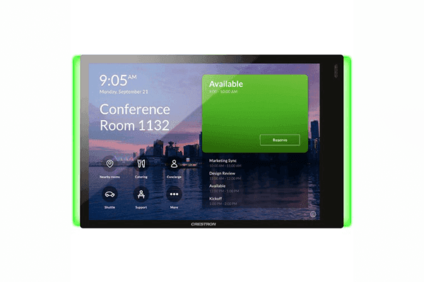 Crestron TSS-770-T-B-S-LB KIT 7 in. Room Scheduling Touch Screen for Microsoft Teams® Software, Black Smooth, includes one TSW-770-LB-B-S light bar - Creation Networks