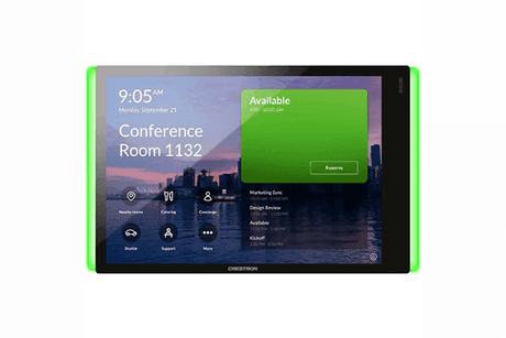 Crestron TSS-770-T-W-S-LB KIT 7 in. Room Scheduling Touch Screen for Microsoft Teams® Software, White Smooth, includes one TSW-770-LB-B-S light bar - Creation Networks