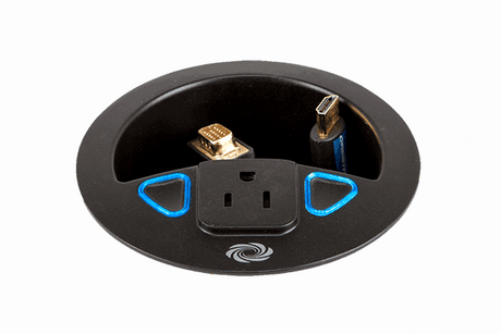 Crestron TT-100-B-T Crestron Connect It™ Cable Caddy w-120V Outlet, No Cables, Black Textured - Creation Networks