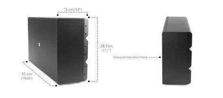 K-Array Rumble KU210 Ultra-slim, 4/16O stainless steel passive subwoofer with 2x10" cones (Black) - Creation Networks