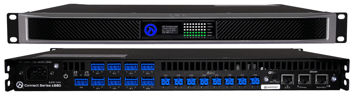 Lea Professional CONNECT 168D CS168D 8-Channel Amplifiers with Dante - Creation Networks