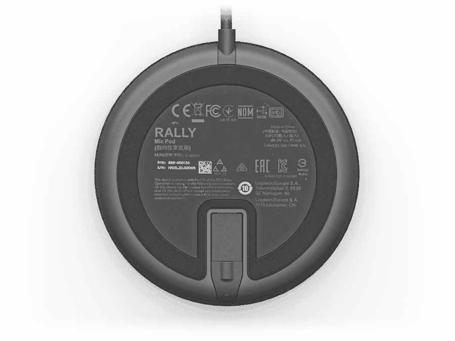 Logitech 989-000430 Rally Mic Pod Boundary Microphone (Graphite) - Creation Networks