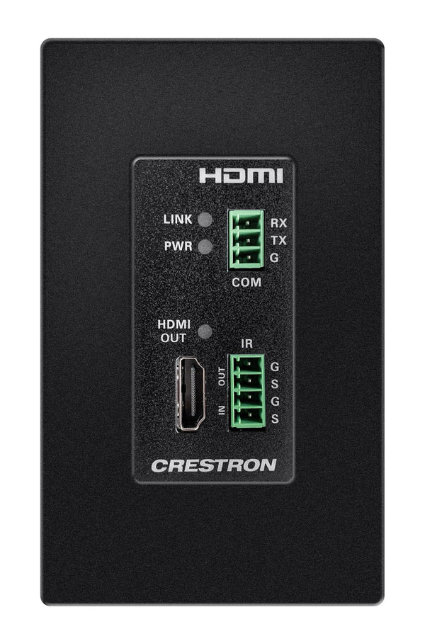 Crestron HD-RXC-4KZ-101-1G-B DM Lite® 4K60 4:4:4 Receiver for HDMI®, RS-232, and IR Signal Extension over CATx Cable, Wall Plate, Black - Creation Networks