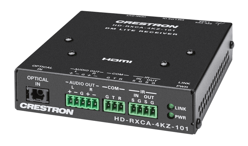 Crestron HD-RXCA-4KZ-101  DM Lite® 4K60 4:4:4 Receiver for HDMI®, RS-232, IR, and Analog Audio Signal Extension over CATx Cable